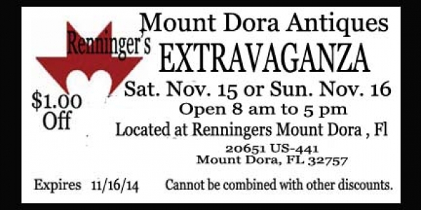 Mount Dora Renninger’s Antique & Collector’s Extravaganza November 14-16, 2014